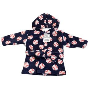 Luvable Friends Baby Plush Bathrobe Baseball Print  Unisex